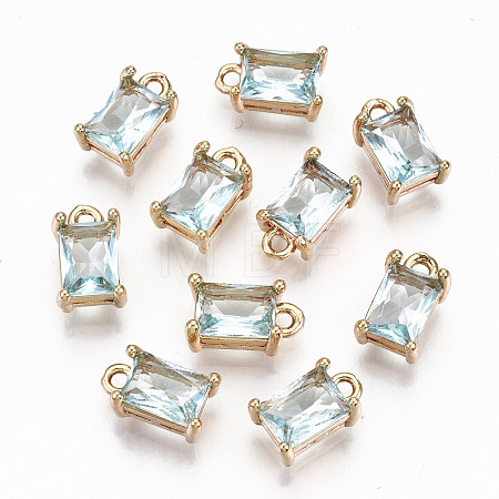 Brass Glass Rhinestone Pendants X-GLAA-S179-21H-RS-1