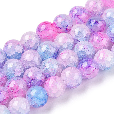 Baking Paint Crackle Glass Bead Strands DGLA-Q023-8mm-YS55-1