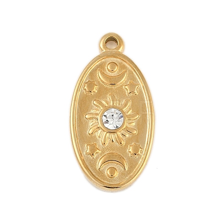 Ion Plating(IP) 304 Stainless Steel Rack Plating Cubic Zirconia Pendants X-STAS-U019-05G-1