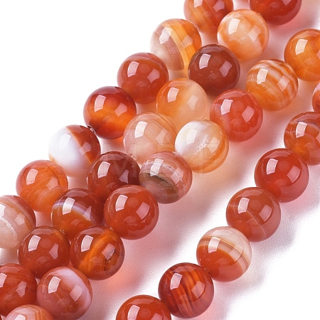 Natural Striped Agate/Banded Agate Beads Strands G-G582-6mm-59-1