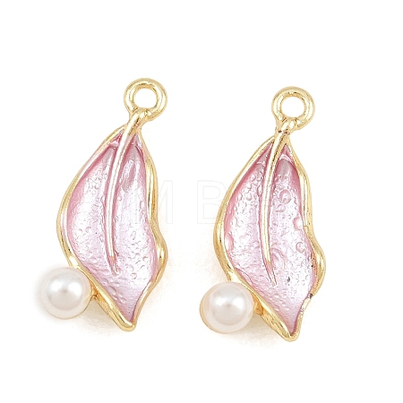 Alloy with Pearl Pink Enamel Pendants AL-CBA1FD3-26G-01-1