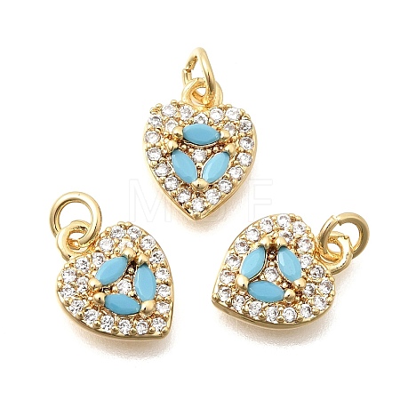Valentine's Day Brass Micro Pave Cubic Zirconia Charms KK-N287-07G-1