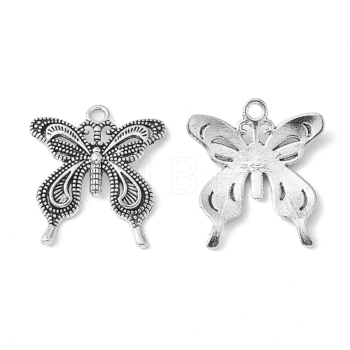 Tibetan Style Alloy Butterfly Pendants TIBEP-3945-AS-RS-1