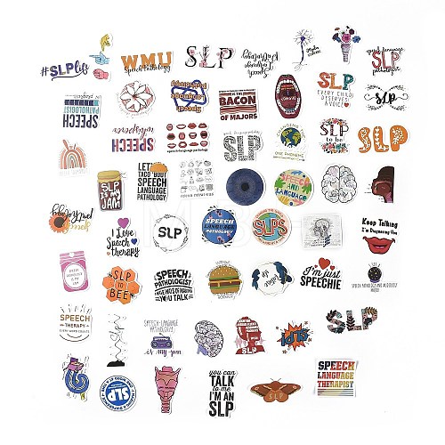 56Pcs 56 Styles Pathology Theme Paper Cartoon Stickers Sets STIC-P004-19-1