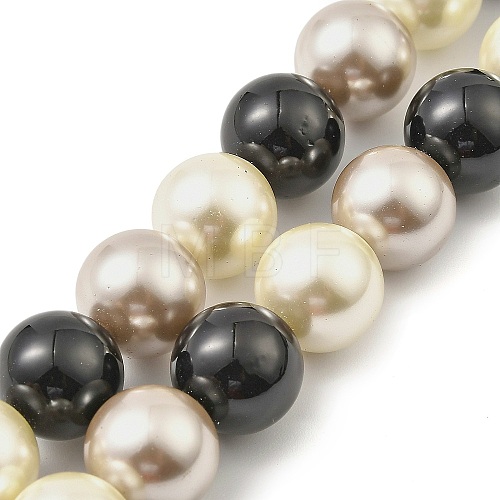 Round Shell Pearl Beads Strands BSHE-XCP0001-26B-1