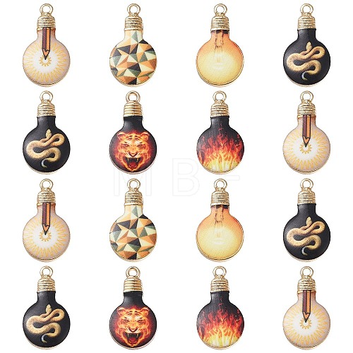 30Pcs 6 Styles Printed Alloy Enamel Pendants ENAM-CJ0005-11-1