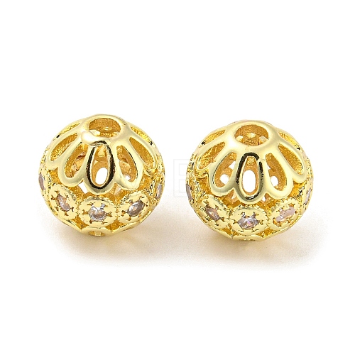 Brass Micro Pave Cubic Zirconia Beads KK-H452-26G-1