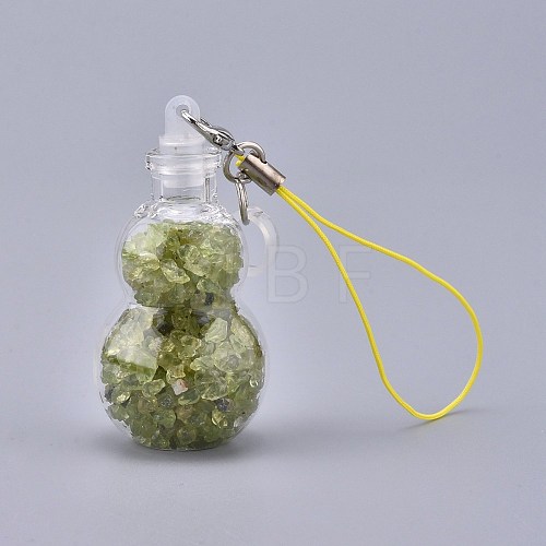 Transparent Glass Wishing Bottle Pendant Decoration HJEW-K033-B07-1