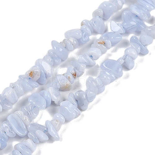 Natural Blue Lace Agate Chip Beads Strands G-E271-73-A-1