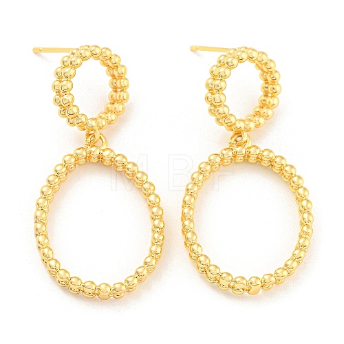 Rack Plating Brass Ring Dangle Stud Earrings EJEW-A028-48G-1