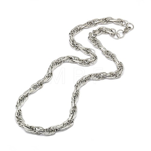 Fashionable 304 Stainless Steel Rope Chain Necklaces for Men STAS-A028-N048P-S-1