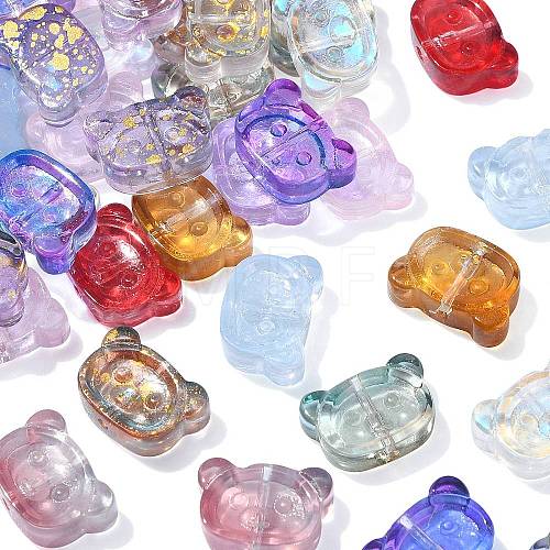 100Pcs Spray Painted Transparent Glass Beads GLAA-CJ0002-19-1