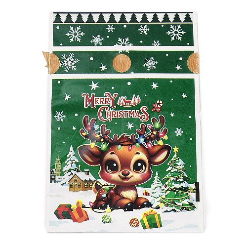 Christmas Theme Plastic Packing Pouches Drawstring Bags ABAG-Q053-03C-1