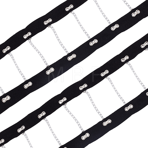2 Yards Steel Riveted Hook & Eye Tape with Iron Chain FIND-BC0004-51-1