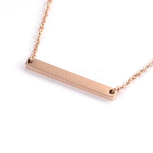 Cuboid 304 Stainless Steel Pendant Necklaces X-NJEW-O076-36RG-1