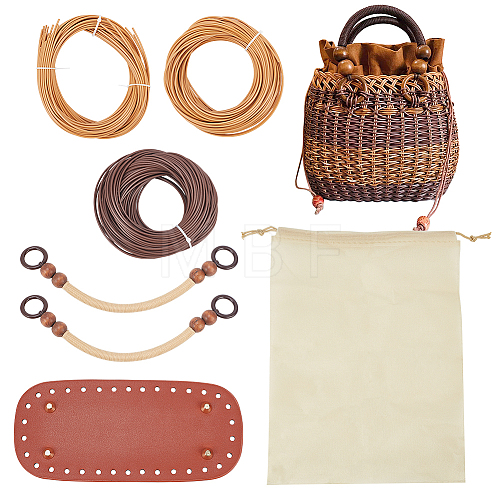 DIY Women's Plastic Rattan Woven Handbag Set DIY-WH0033-25-1