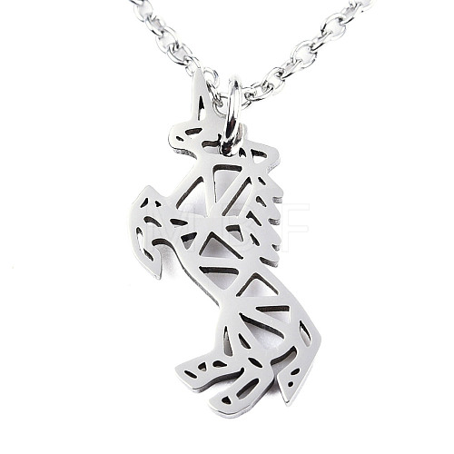 Non-Tarnish 201 Stainless Steel Pendant Necklaces NJEW-T009-JN130-40-1-1