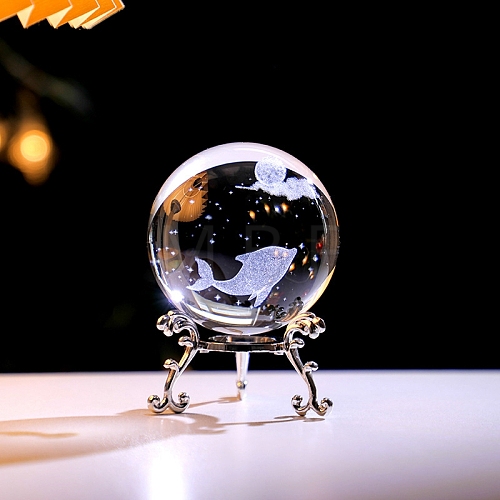 Inner Carving Glass Crystal Ball Diaplay Decoration PW-WGD9143-14-1