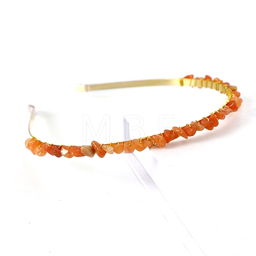 Natural Red Aventurine Hair Bands PW-WGC1C33-20-1