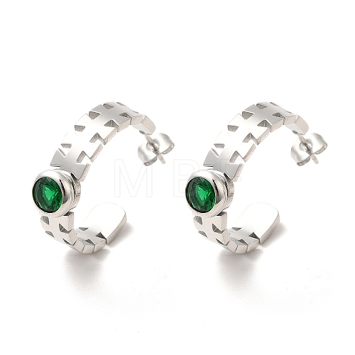 Emerald Rhinestone Geometry Stud Earrings STAS-H175-18P-1