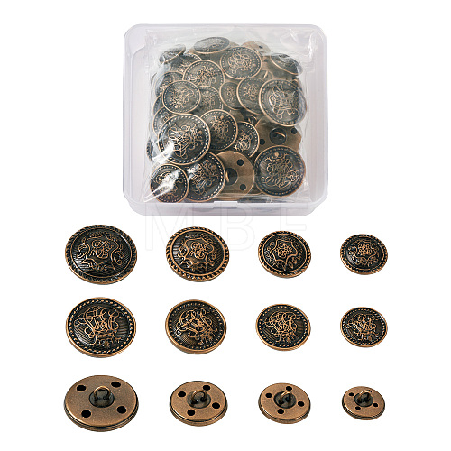 80Pcs 8 Style Brass Shank Buttons BUTT-TA0001-08AB-1