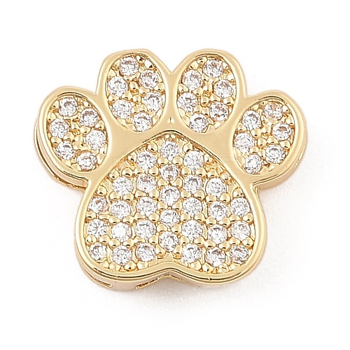 Brass Micro Pave Clear Cubic Zirconia Slide Charms ZIRC-I068-23G-1