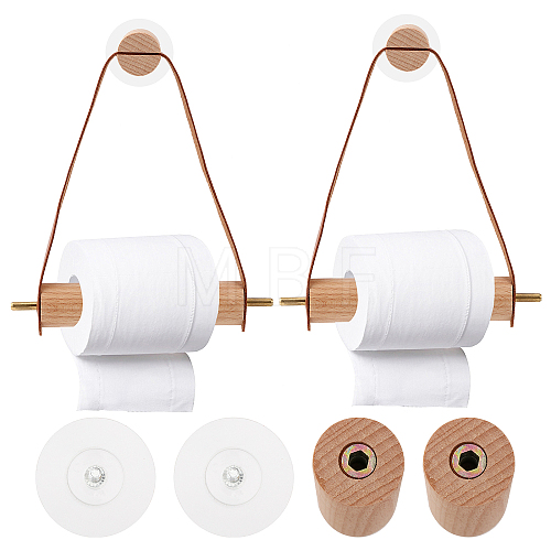 Globleland 2 Sets 2 Colors Wood & Brass Toilet Wall Hanging Perforated Rope Holder FIND-GL0001-51-1