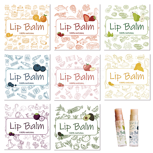 CRASPIRE 80Pcs 8 Style Custom Lip Balm DIY Label Sticker DIY-CP0007-95G-1