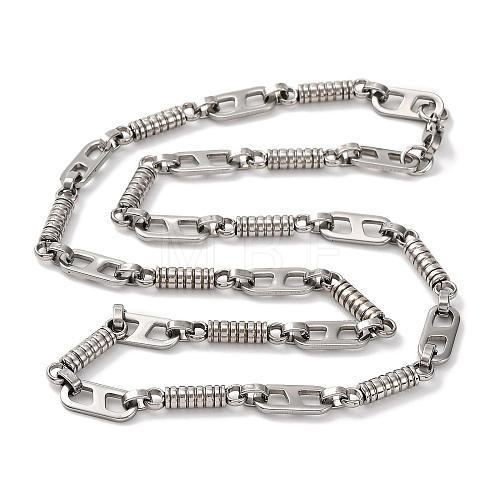 201 Stainless Steel Column & Oval Links Necklace NJEW-F222-34P-1