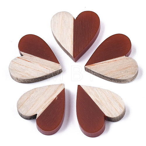 Resin & Wood Two Tone Cabochons RESI-R425-04D-1