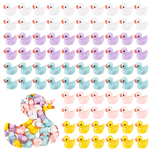   100Pcs 5 Colors Mini Resin Ducks DJEW-PH0001-19-1