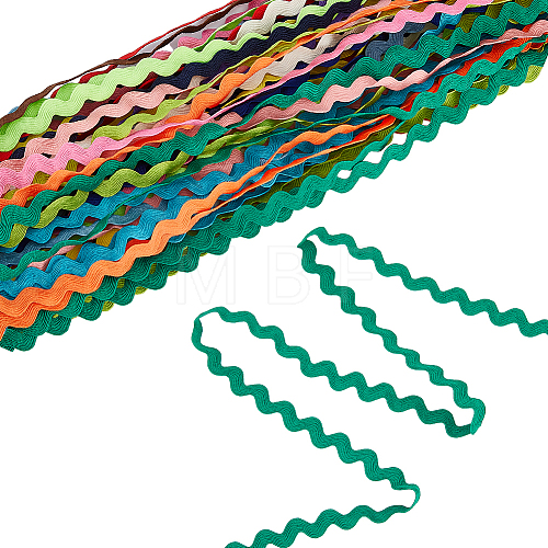 DICOSMETIC 30 Yards 15 Colors Polyester Wavy Fringe Trim Ribbon OCOR-DC0001-08-1