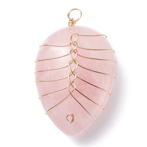 Natural Rose Quartz Pendants PALLOY-JF01293-04-1