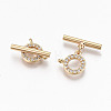 Brass Micro Clear Cubic Zirconia Toggle Clasps KK-N231-215-NF-4