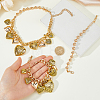 CCB Plastic Graduated Heart Pendant Aluminum Twisted Chain Necklaces & Brass Charm Bracelets & Round Beaded Bracelets Sets for Women SJEW-DC0001-02-3