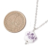 Handmade Printed Porcelain Flower Pendant Brass Cable Chain Necklaces for Women NJEW-JN05746-3