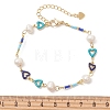 Handmade Brass Enamel Heart Link Chain Bracelets for Women BJEW-JB14048-4
