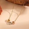 304 Stainless Steel Tri-Color Gear Pendant Necklaces for Women WG590E2-02-1