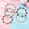 Natural & Synthetic Gemstone Heart & Shell Pearl Beads Stretch Bracelets BJEW-JB13413-1