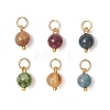 Dyed Natural Green Jade Imitation Tourmaline Round Bead Charms PALLOY-JF05068-1