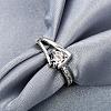 Real Platinum Plated Brass Czech Rhinestone Engagement Rings for Women RJEW-BB04897-8C-4