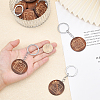 Engraved Wooden Flat Round Pendant Keychains FIND-WH0150-17-4