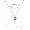 304 Stainless Steel Enamel Red Geometric Pendant Necklaces FS-WGE6FD0-01-1