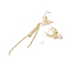 Natural Pearl & Shell Asymmetrical Stud Earrings EJEW-P256-28G-2