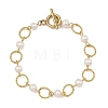 Natural Cultured Freshwater Pearl Beads & Brass Open Jump Rings Link Bracelets for Women BJEW-JB14113-2
