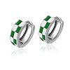 Tartan Design Alloy Enamel Hoop Earrings FS-WG3E240-03-1