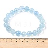 Natural Aquamarine Round Bead Stretch Bracelets for Men Women BJEW-U034-01B-01-5