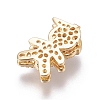 Brass Micro Pave Cubic Zirconia Slide Charms ZIRC-F099-21G-2