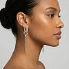 Brass Micro Pave Cubic Zirconia Chain Tassel Hoop Earrings for Women WGBBBBD-02-3