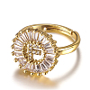 Brass Micro Pave Cubic Zirconia Adjustable Rings RJEW-F071-F-G-RS-1
